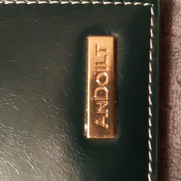 NWOT Andoilt Leather RFID block Long Wallet in Green & Brown with Gold Hardware - Picture 4 of 11
